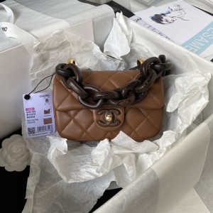 「#1288」Chanel 23A Dakar Advanced Handicraft Workshop Peach Wood Limited CF Mini AS4165, Top Quality