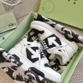 「#4417」Off-White Out-Off-Office Leather  Black and white contrast Sneakers
