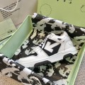 「#4417」Off-White Out-Off-Office Leather  Black and white contrast Sneakers
