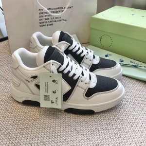 「#4417」Off-White Out-Off-Office Leather  Black and white contrast Sneakers