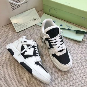 「#4417」Off-White Out-Off-Office Leather  Black and white contrast Sneakers