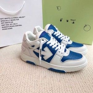 「#4418」Off-White Blue Arrows Leather Sneakers
