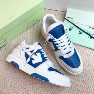 「#4418」Off-White Blue Arrows Leather Sneakers