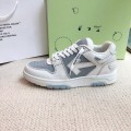 「#4419」Off-White Grey Arrow Stitching Leather Sneakers