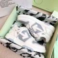 「#4419」Off-White Grey Arrow Stitching Leather Sneakers