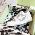 「#4419」Off-White Grey Arrow Stitching Leather Sneakers
