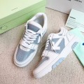 「#4419」Off-White Grey Arrow Stitching Leather Sneakers