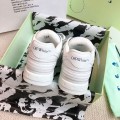 「#4419」Off-White Grey Arrow Stitching Leather Sneakers