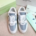 「#4419」Off-White Grey Arrow Stitching Leather Sneakers