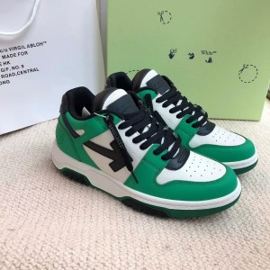「#4420」Off-White Arrow stitching green outer leather sneakers