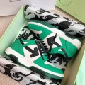 「#4420」Off-White Arrow stitching green outer leather sneakers