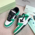 「#4420」Off-White Arrow stitching green outer leather sneakers