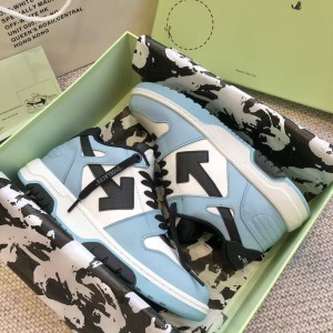 「#4421」Off-White Arrow stitching light blue outer leather sneakers