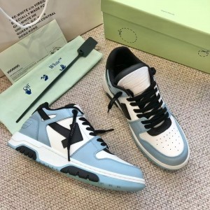 「#4421」Off-White Arrow stitching light blue outer leather sneakers
