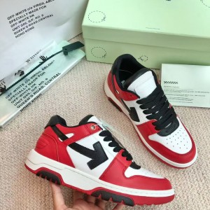 「#4422」Off-White Arrow stitching red outer leather sneakers