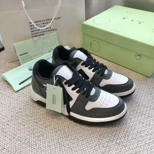 「#4423」Off-White Arrow stitching black outer leather sneakers