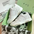 「#4424」Off-White Arrow-Pattern Brushed Leather Sneakers