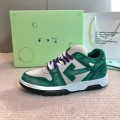 「#4425」Off-White Arrow stitching green brushed leather distressed sneakers