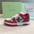 「#4426」Off-White arrow stitching red frosted leather distressed sneakers