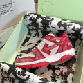 「#4426」Off-White arrow stitching red frosted leather distressed sneakers