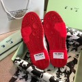 「#4426」Off-White arrow stitching red frosted leather distressed sneakers
