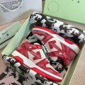 「#4426」Off-White arrow stitching red frosted leather distressed sneakers