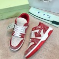 「#4426」Off-White arrow stitching red frosted leather distressed sneakers
