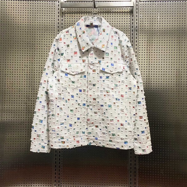 「#4450」Louis Vuitton Spring New Destroyed Denim Jacket