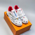 「#4451」Louis Vuitton traniner canvas printed colorful denim embroidered shoes