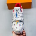 「#4451」Louis Vuitton traniner canvas printed colorful denim embroidered shoes