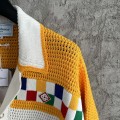 「#4455」Casablanca cotton high density knit, woven plaid sweater T-shirt
