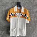 「#4455」Casablanca cotton high density knit, woven plaid sweater T-shirt