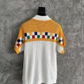 「#4455」Casablanca cotton high density knit, woven plaid sweater T-shirt