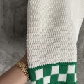 「#4456」Casablanca Green Cotton High-density Knit, Woven Plaid Shorts