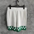 「#4456」Casablanca Green Cotton High-density Knit, Woven Plaid Shorts