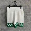 「#4456」Casablanca Green Cotton High-density Knit, Woven Plaid Shorts