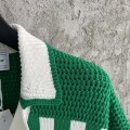 「#4457」Casablanca Green Cotton High Density Knit, Woven Plaid Sweater T-Shirt