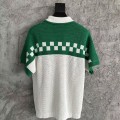 「#4457」Casablanca Green Cotton High Density Knit, Woven Plaid Sweater T-Shirt