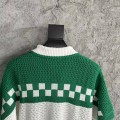 「#4457」Casablanca Green Cotton High Density Knit, Woven Plaid Sweater T-Shirt