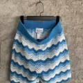 「#4458」Casablanca Blue cotton high-density knitted, water ripple gradient shorts