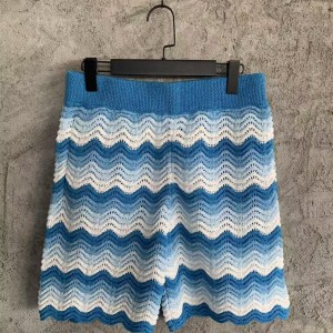 「#4458」Casablanca Blue cotton high-density knitted, water ripple gradient shorts