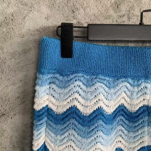 「#4458」Casablanca Blue cotton high-density knitted, water ripple gradient shorts
