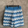 「#4458」Casablanca Blue cotton high-density knitted, water ripple gradient shorts