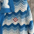 「#4459」Casablanca blue cotton high-density knitted, water ripple gradient sweater T-shirt