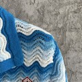 「#4459」Casablanca blue cotton high-density knitted, water ripple gradient sweater T-shirt