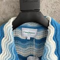 「#4459」Casablanca blue cotton high-density knitted, water ripple gradient sweater T-shirt