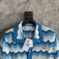 「#4459」Casablanca blue cotton high-density knitted, water ripple gradient sweater T-shirt