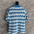 「#4459」Casablanca blue cotton high-density knitted, water ripple gradient sweater T-shirt