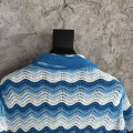 「#4459」Casablanca blue cotton high-density knitted, water ripple gradient sweater T-shirt