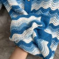 「#4459」Casablanca blue cotton high-density knitted, water ripple gradient sweater T-shirt